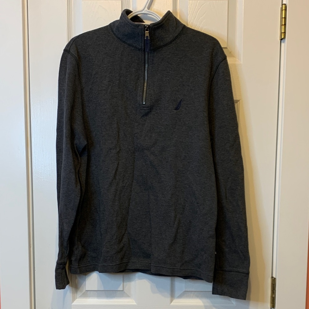Charcoal Zip Collar Sweater for Men 100% cotton